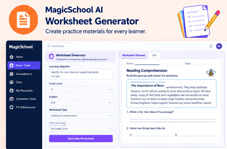 MagicSchool AI Worksheet Generator